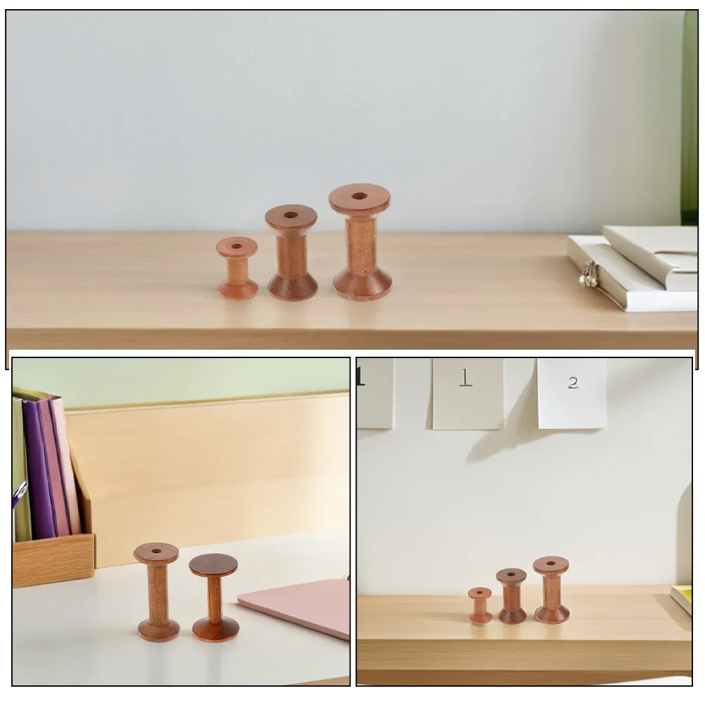 6Pcs Vintage Wooden Thread Spools Handmade Wood Bobbins Empty for Sewing Embroidery Yarn Weaving DIY Craft Sewing Thread Storage view 5