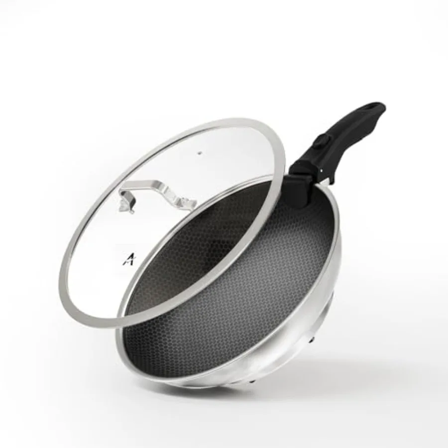 

Stainless Steel Electric Skillet-12 inch Non Stick Frying Pan with Lid and Detachable HandleAdjustable Temperature Cont