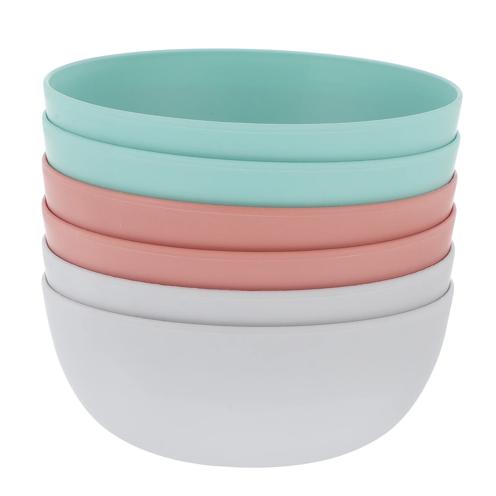 

6pcs Plastic Bowl Set Smooth Edges For Home Noodle Soup Salad Rice Container Kitchen Dinnerware Fruit Ramen Storage
