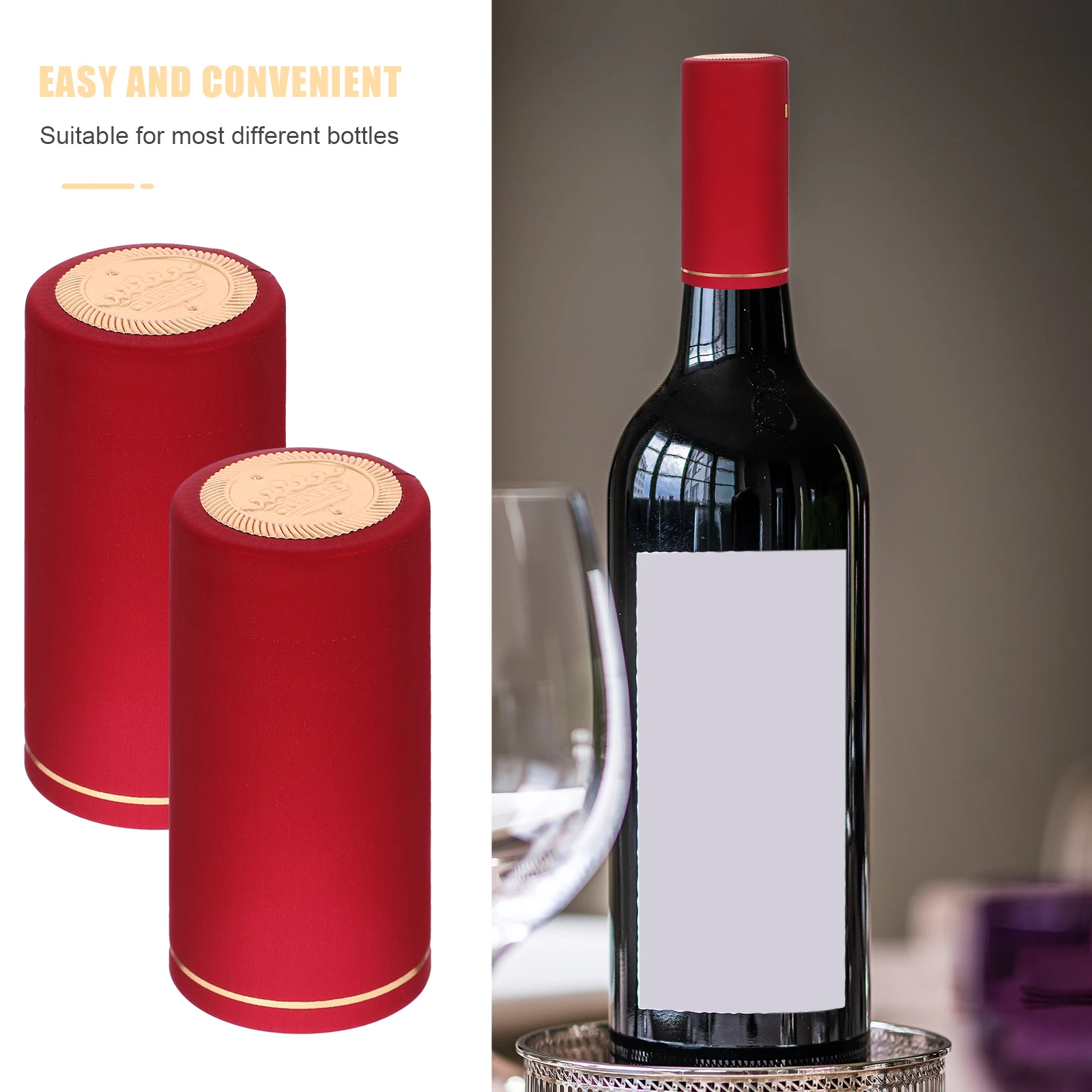 

60pcs Pvc Heat Bottle Caps Shrink Wraps Decorative Wine Bottle Seals Elegant Closure Covers Red Wine Accessories Shrink Caps For