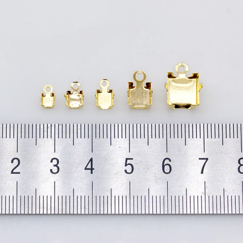 100p ss12 ss16 ss18 ss28 ss38 Gold silver Cup claw With Loop crystal rhinestone Trim End Chain Connector Ends Rings Lobster Clap