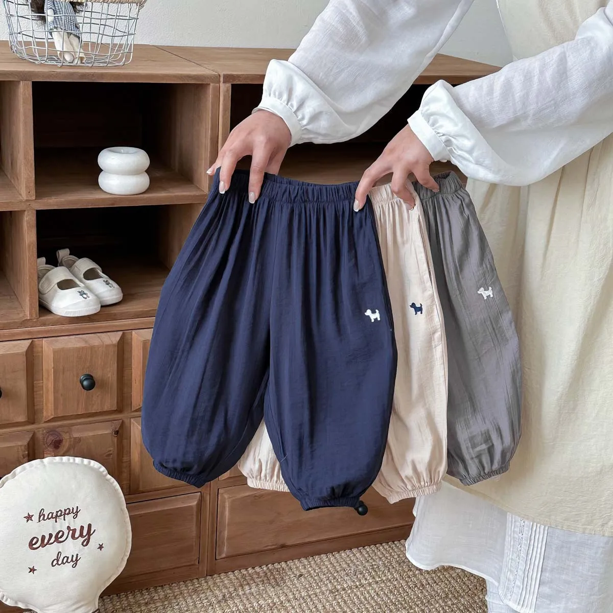 

Детские летние брюки от комаров для мальчиков и девочек, простые и легкие брюки, детские повседневные брюки с завязками на щиколотках