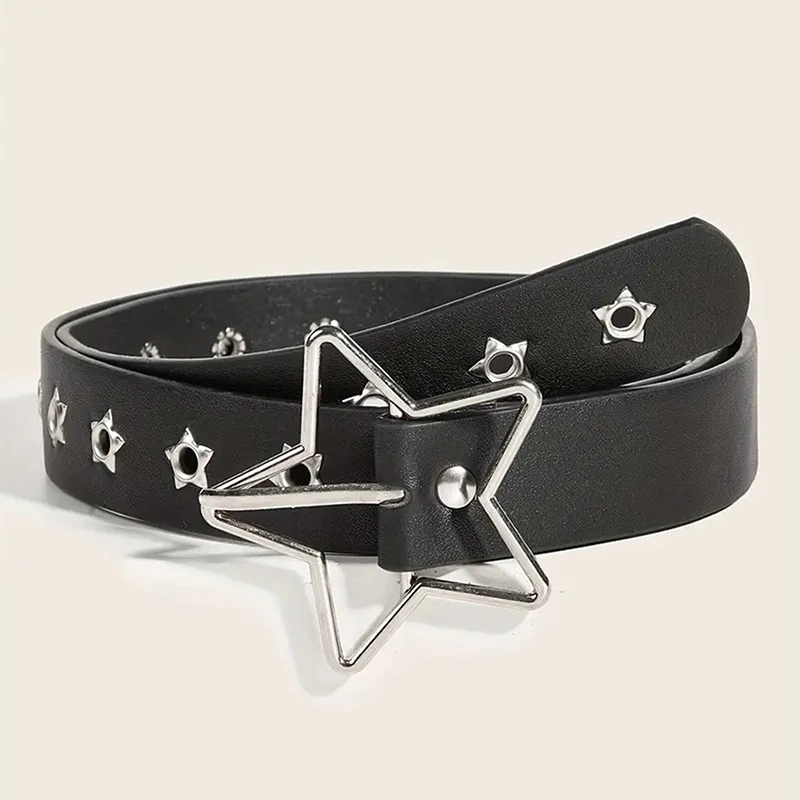 

Star Eye Rivet Belt Goth Style Man/Woman Fashion Casual Punk Style Pu Leather Waistband For Jeans Decor Accessories Y2K Belt