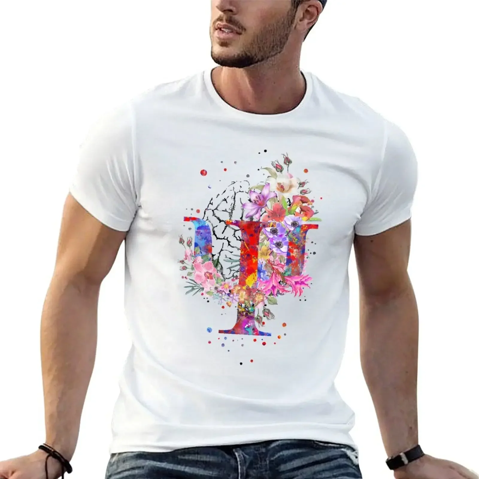 Psychology symbol and brain T-Shirt quick-drying vintage clothes man t shirt t shirts for men