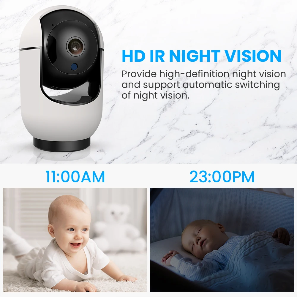 AVATTO WiFi IP Camera, Indoor Security Protection Two Way Audio 1080P Night Vision Baby Monitor CCTV Works for Alexa Google Home