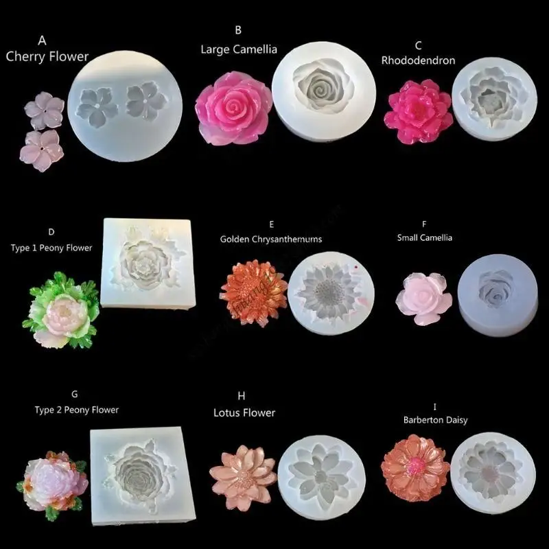 

Q6RB DIY Кристаллическая эпоксидная смоля зеркало зеркало Camellia peony lotus