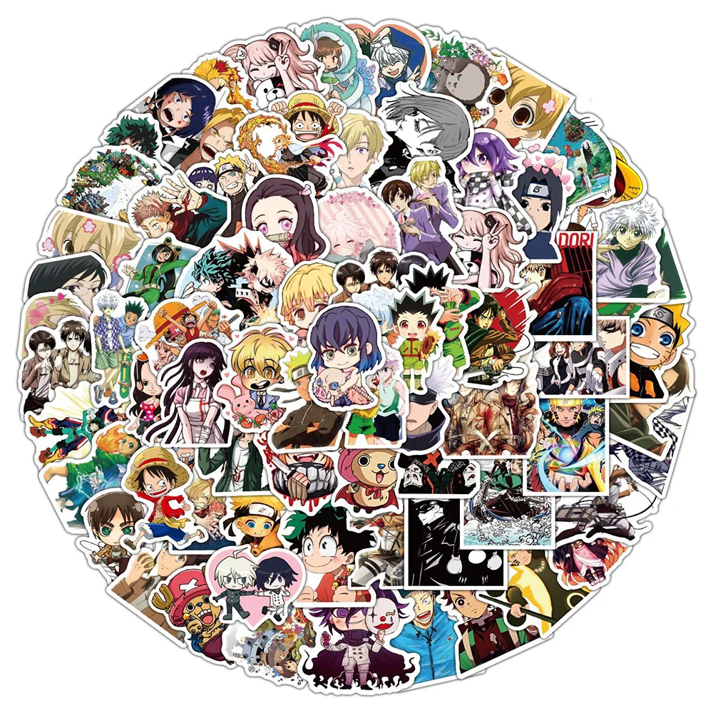 10/30/50/100PCS Jujutsu Kaisen Demon Slayer My Hero Academy Mix Anime Stickers Cool Cartoon Decal Kid Toy DIY Luggage Guitar Car