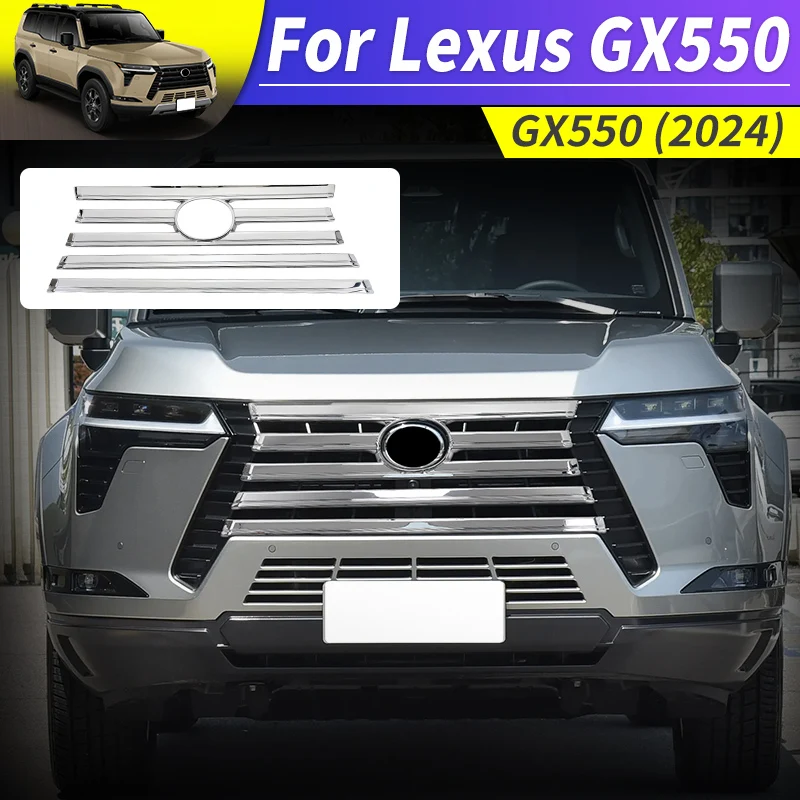 

For 2024 Lexus GX550 GX550h Front Grill Chrome Decoration Strip GX 550 550h Exterior Upgraded Accessories Tuning Modification