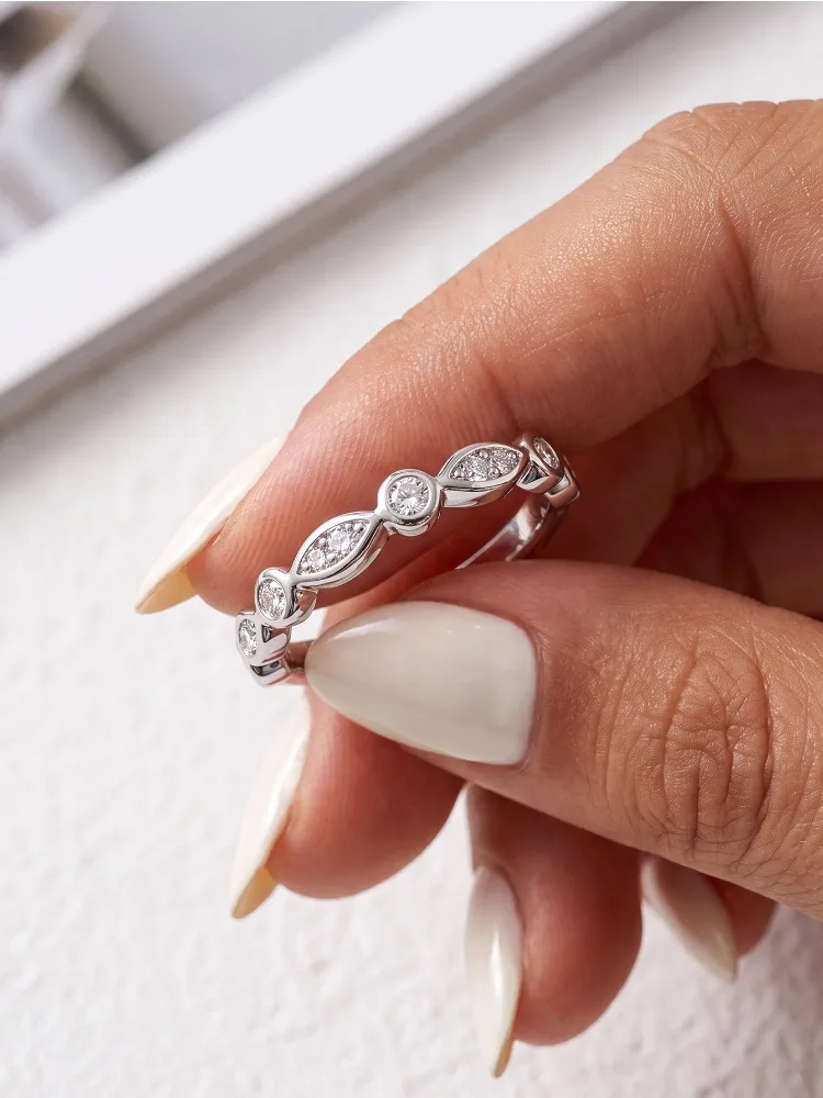 Echter Runder Moissanit-Diamant Marquise Runde Ringe für Frauen Jubiläum Hochzeit 925 Sterling Silber Edle Schmuckstücke – Detail 6