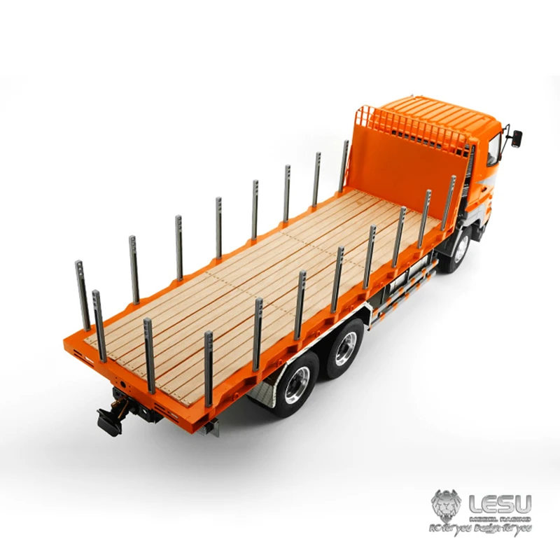 LESU 1/14 simulation truck model 6X4 flatbed truck transporter