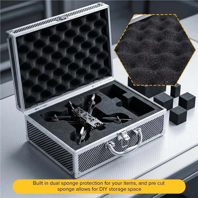 Carbon Fiber Tool Box Aluminum Tool Case Suitcase Equipment Hard Carry Bag Instrument Hard Case Portable Toolbox Easy To Use A view 5