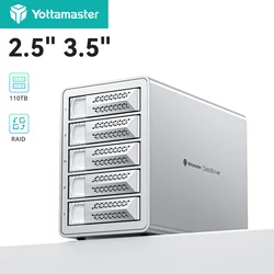 Yottamaster 2/4/5 Bay RAID External Case 2.5‘’3.5‘’inch SATA HDD SSD House Stand HD Box Solid State Drive Cover for NAS Storage