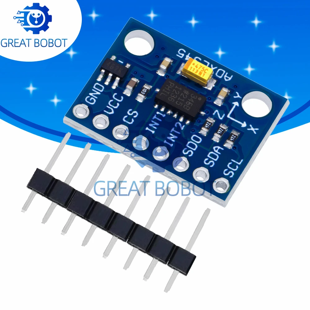 GY-291 ADXL345 3-Axis Digital Accelerometer Tilt & Gravity Sensor Module IIC SPI Interface for Arduino