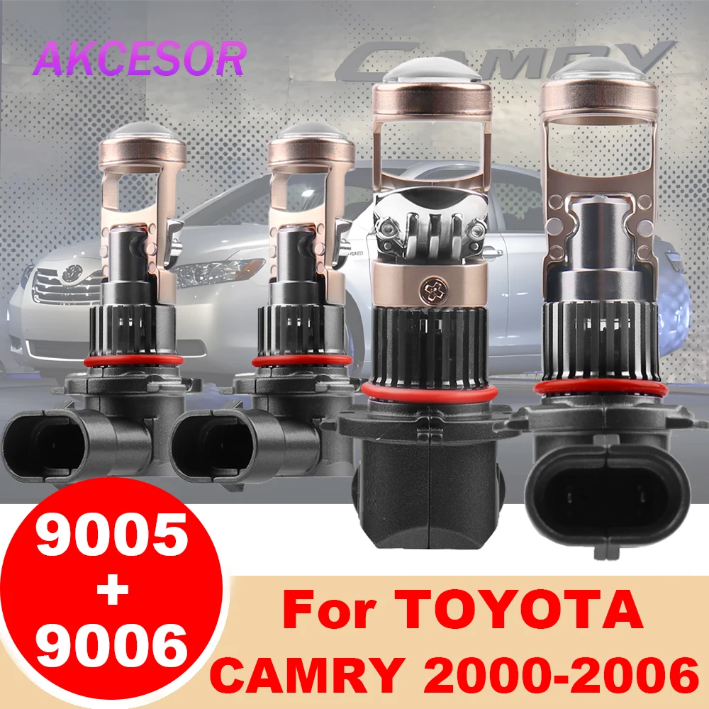 

9005 LED 9006 Car Headlight Bulbs HB3 HB4 with Lens fit for TOYOTA CAMRY 2000-2006 High Low Beam 60W 6000LM Auto Lamp