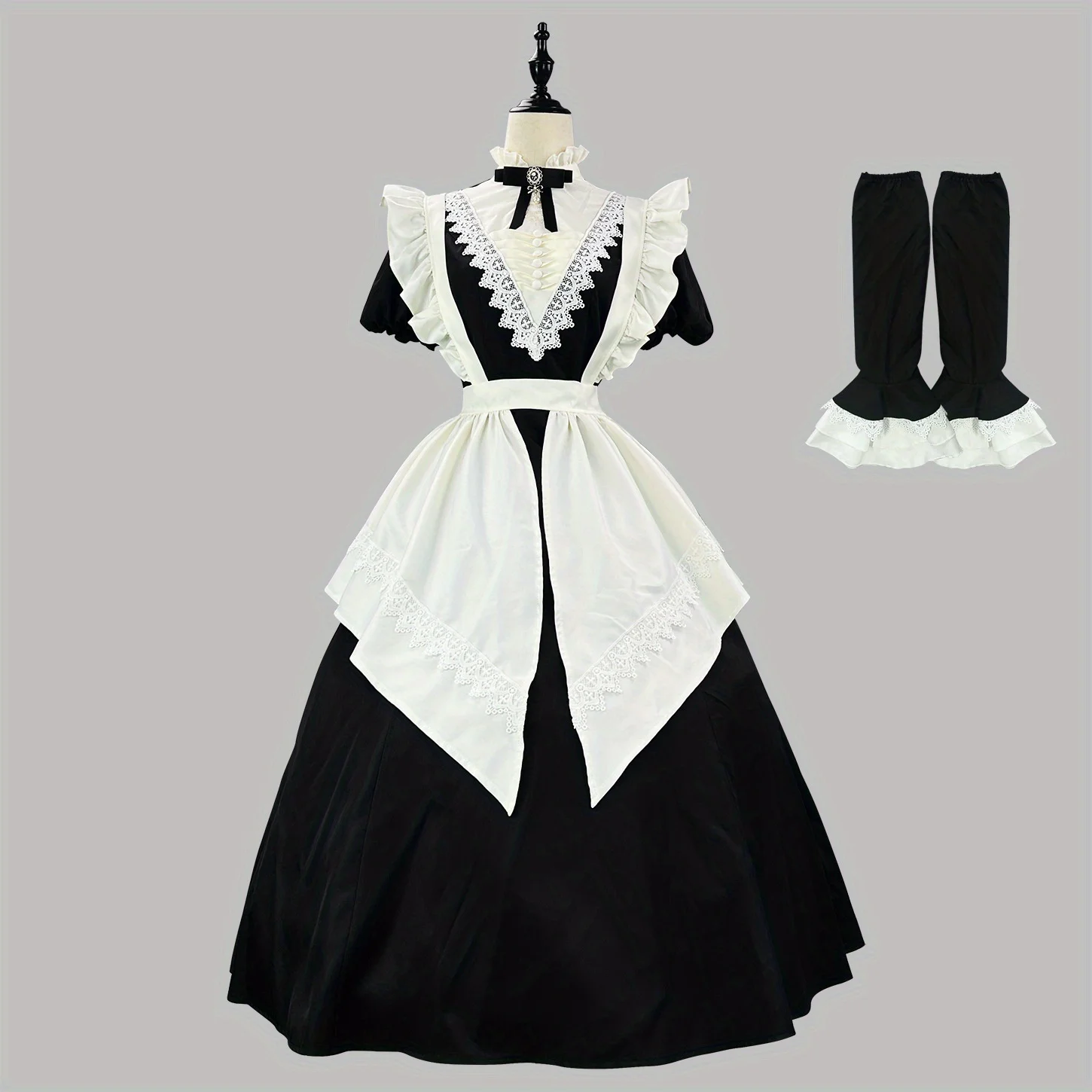 

New Gothic Nun Black Long and Short Op-sleeved Apron Wear More Maid Clothes Halloween Maid Clothes