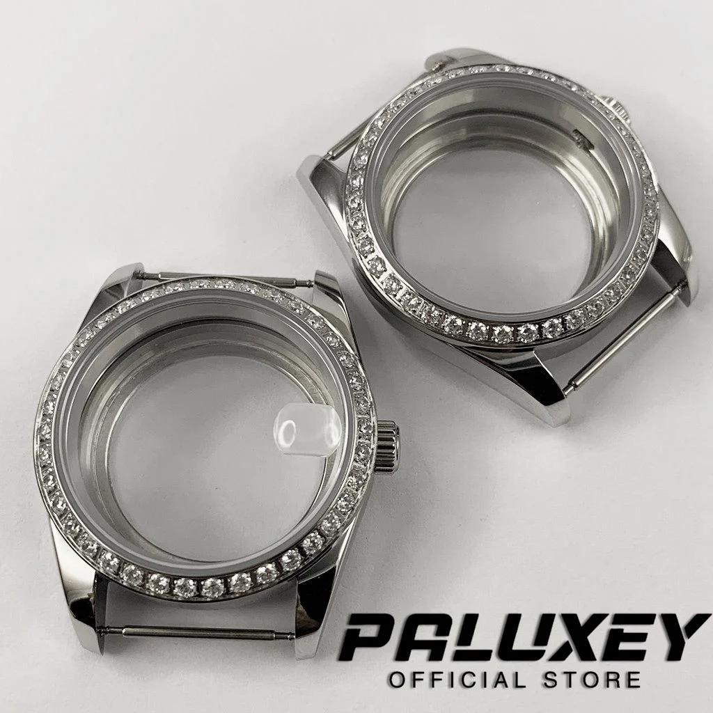 36MM Silver/Gold/Rose Gold Sapphire Crystal Case Diamond Watch Case Fit NH34 NH35 NH36 NH38 NH39 NH70 NH72 Movement