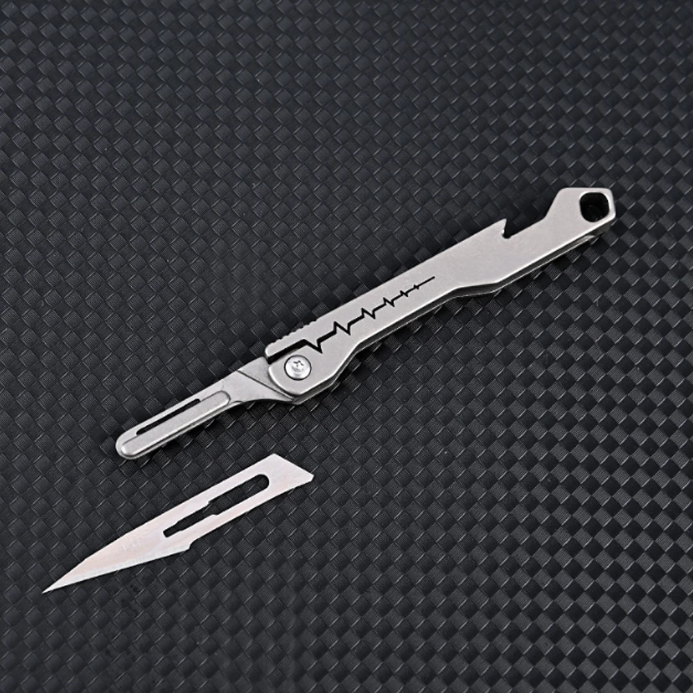 titanium alloy Bottle Opener Scalpel Folding Knife High Hardness Mini Outdoor Survival Camping Portable EDC Tool 10 Blade Free