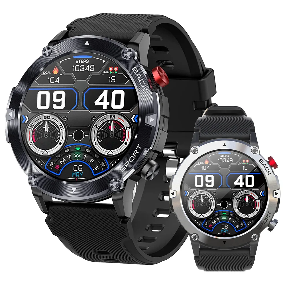Reloj inteligente militar C20 para hombre, negro de carbono, Ultra ejército, para exteriores, IP68, 5ATM, resistente al agua, frecuencia cardíaca, oxígeno en sangre, reloj inteligente Satm 2023