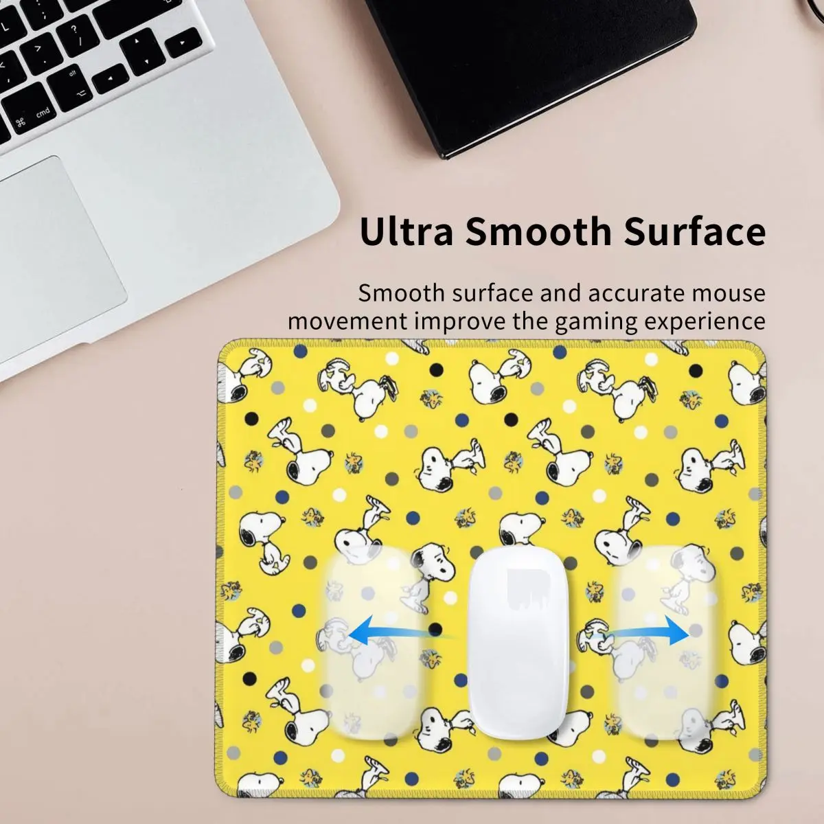 Custom S-Snoopys Anime Pattern Mouse Pad Non-Slip Rubber Mousepad with Durable Stitched Edges for Gaming Computer PC Mouse Mat