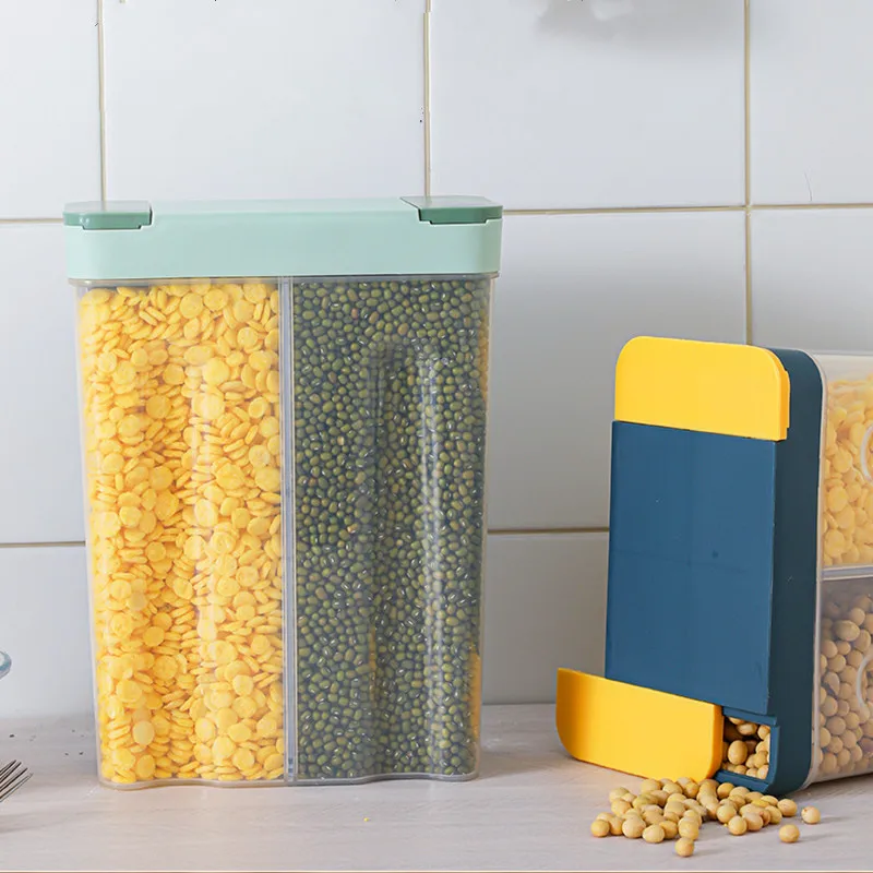 Kitchen Plastic Storage Tank Cereal Dispenser Sealed Jars for Bulk Dry Food Container Organizer Rice Bucket Storage Box with Lid