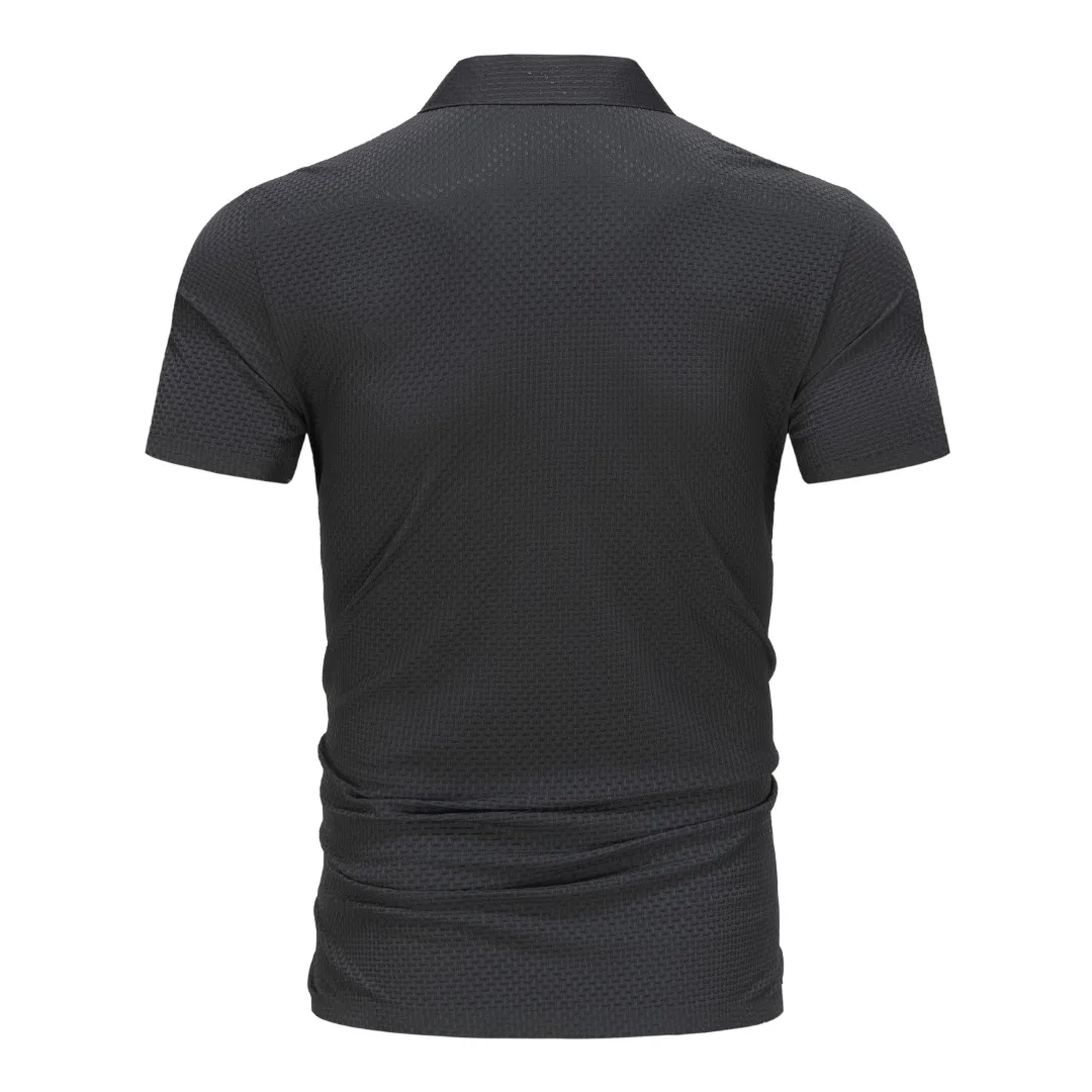 Рубашка-поло мужская с коротким рукавом, откидная, с вырезами, из вискозы, до 6XL, лето