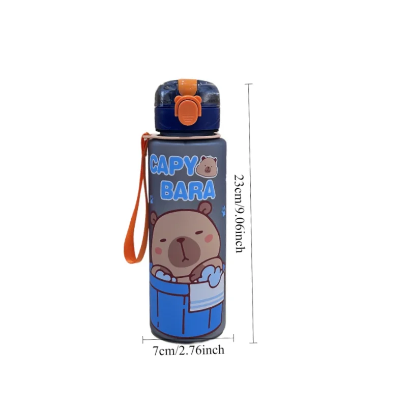 750ml น่ารักการ์ตูน Capybara ขวดน้ํารั่วซึมถ้วยฟางพลาสติกแบบพกพากลางแจ้งขนาดใหญ่ความจุขวดน้ํากีฬา