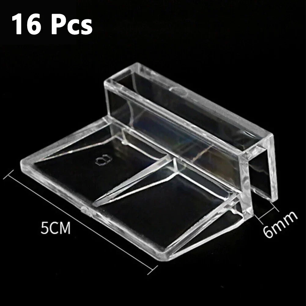 16 Pcs Aquarium Lid Cover Support Holder Bracket Clamp Stand 6/8/10mm Aquarium Fish Tank Glass Cover Bracket Clip Acrylic Clips