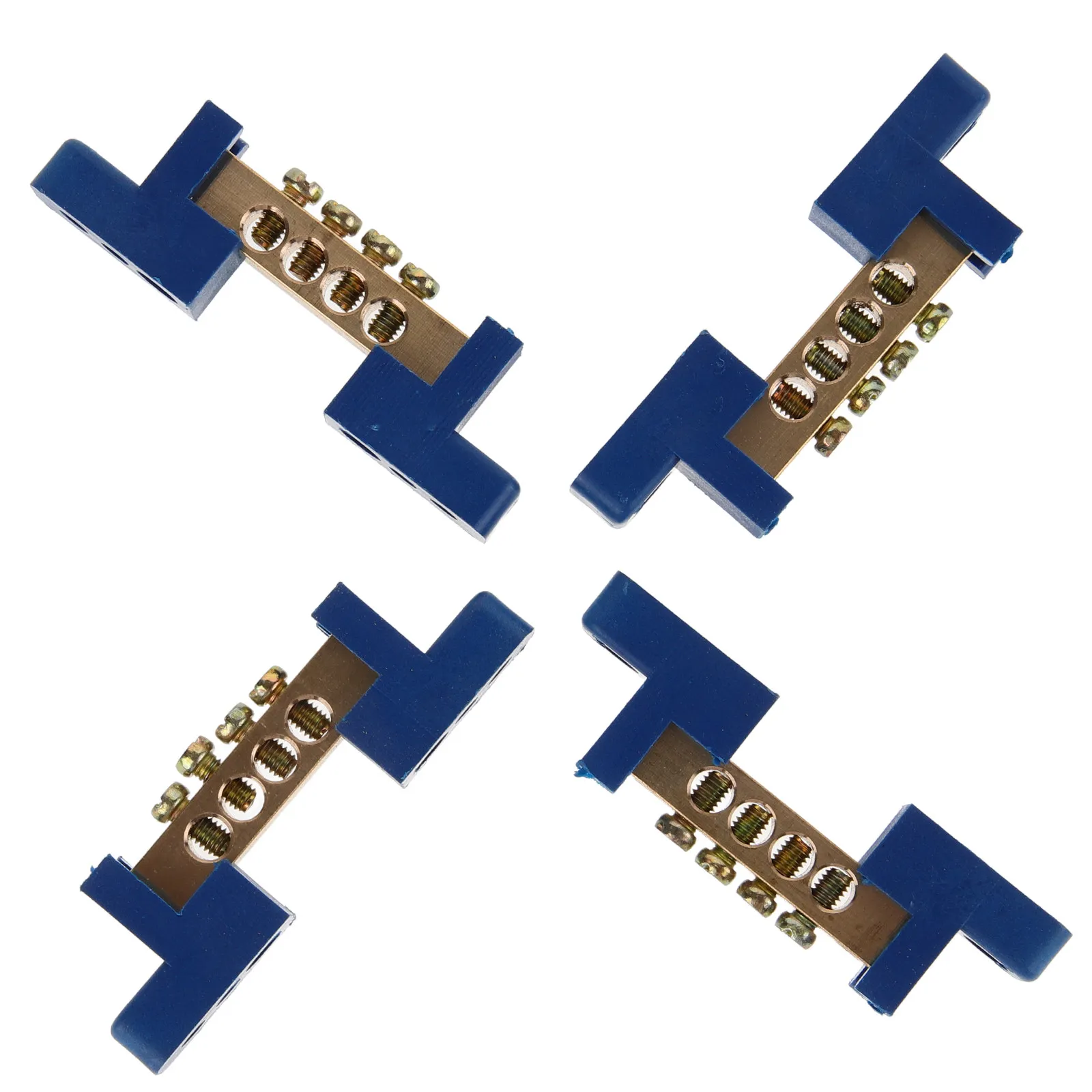 4Pcs Copper Terminal Bus Bar Ground Bar Kit with Multiple Terminal Positions for Marine Car Trailer Battery and Equipment