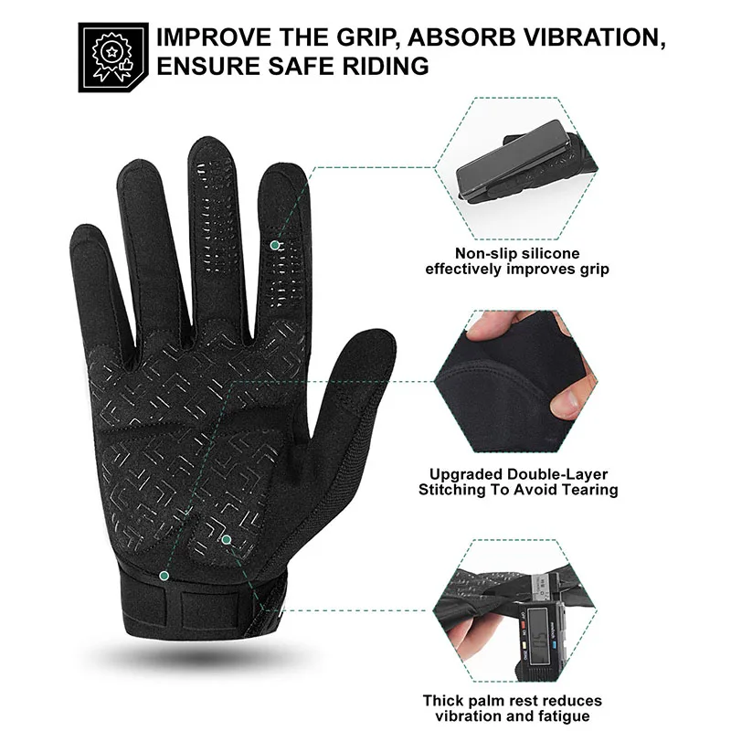 Outono inverno luvas térmicas da bicicleta touchscreen mtb luvas de ciclismo com dedo cheio acolchoado luvas de corrida acessórios da bicicleta