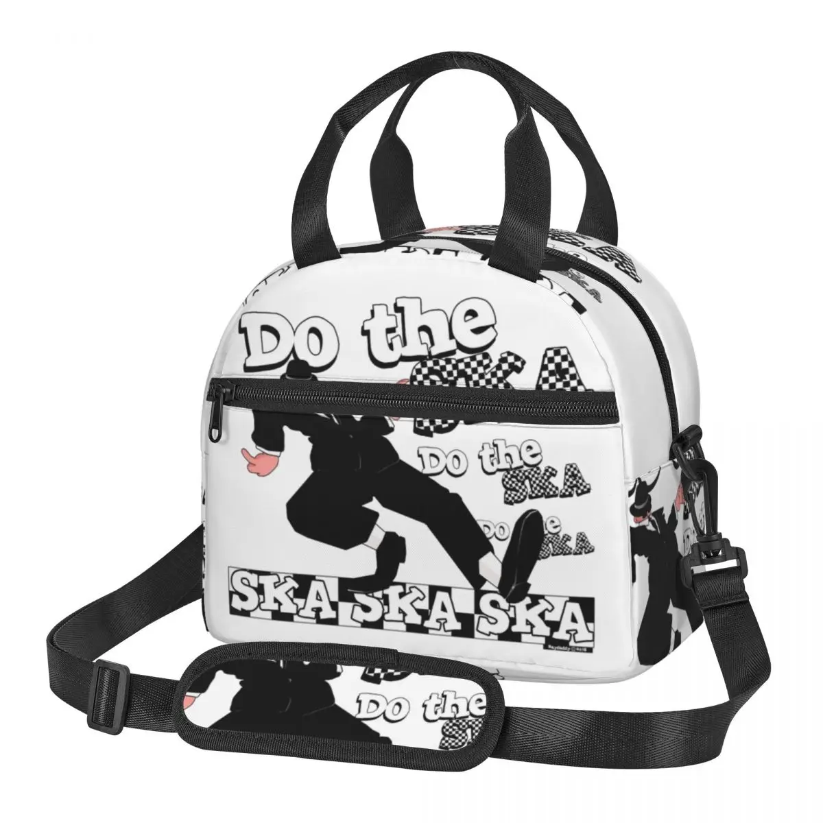 2 Tone SKA Skank Dance Hardcore Punk Thermal Insulated Lunch Bag Black White SKA-ROCK Check Food Bag Thermal Cooler Lunch Boxes