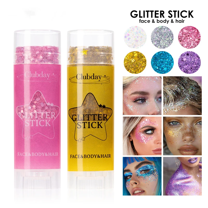 Gezicht Lichaam Pailletten Glitter Gel Stick Make-up Witte Parel Roze Oogschaduw Haar Schilderen Fleuren Toneelmake-up Flash Pailletten Crème