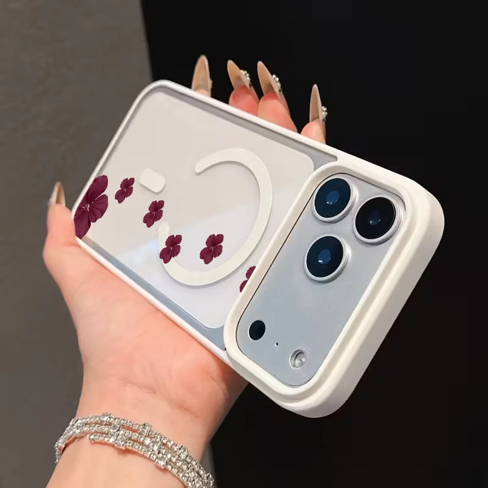 Vintage-Blumen Transparente Hülle für Magsafe iPhone 15 16 13 Pro Max 17 14 11 13 12 Pro Max Plus Hülle Magnetisches Kabelloses Laden Coque – Detail 12