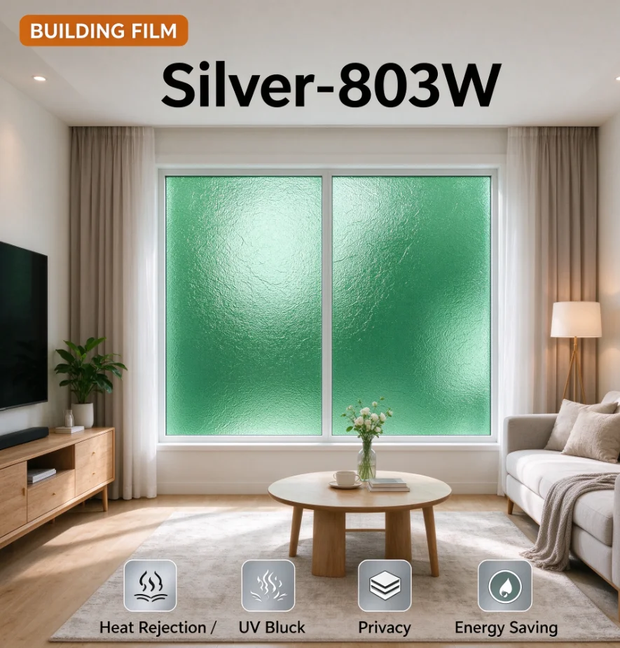 Heat Insulation Anti Glare Silver-204 PET Window Film Roll One Way Privacy UV Protection Easy DIY Install Home Office Glass