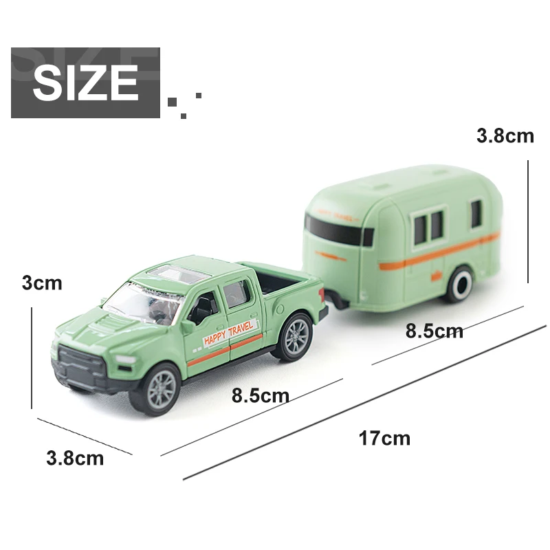 1:64 liga diecast pickup caravana modelo de carro clássico puxar para trás carro em miniatura réplica de veículo para coleção presente para crianças