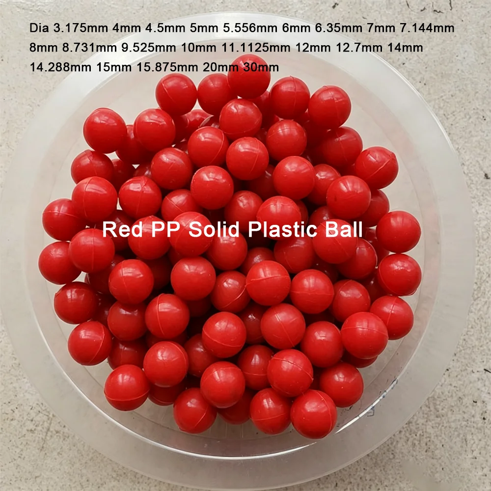 Red Solid PP Plastic Balls High Roundness Floating Sphere Dia 3.175‑30mm Wear‑Resistant Industrial Rolling Plastic Beads