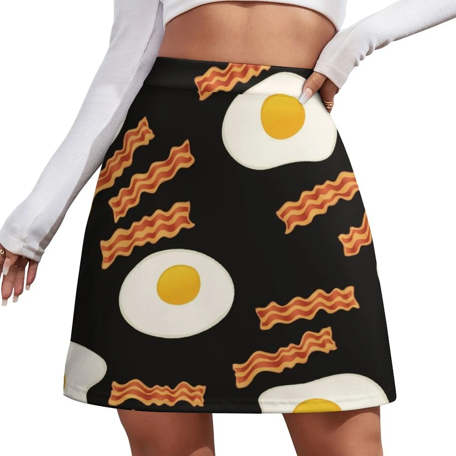 

Bacon and Eggs for Breakfast Mini Skirt new in external clothes Women's summer dress Women's summer skirts