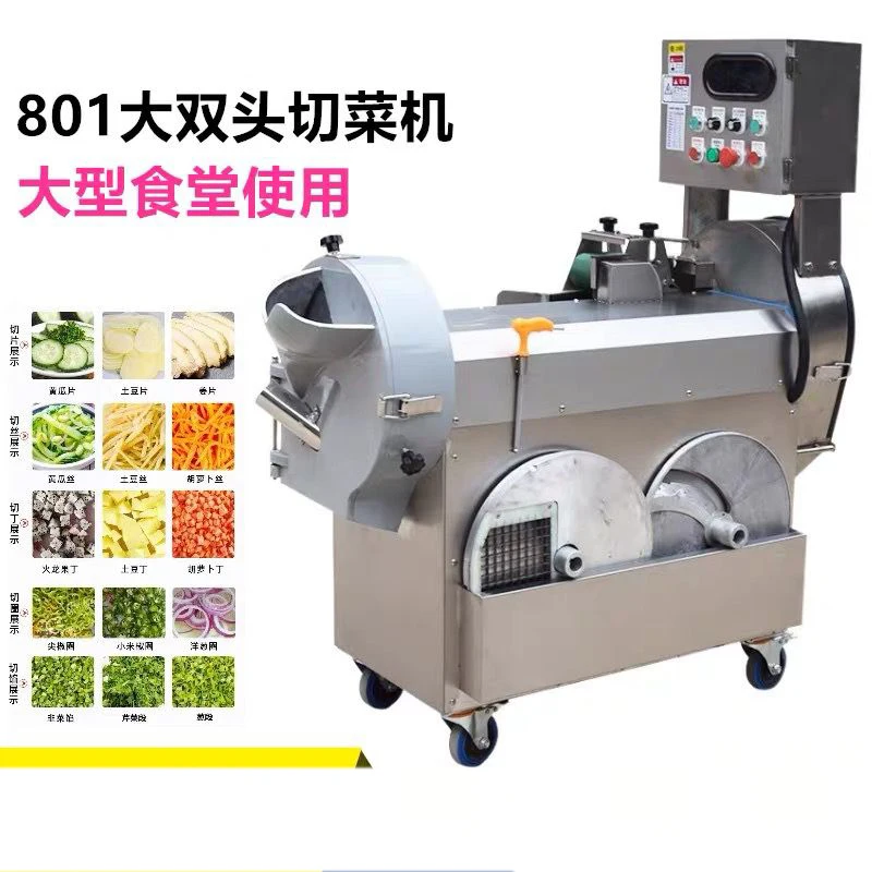 

Stainless Steel Two Head Vegetable Cutter Spinach Leaf Slicer Carrot Root Vegetable Chopper Potato Dicing Machine