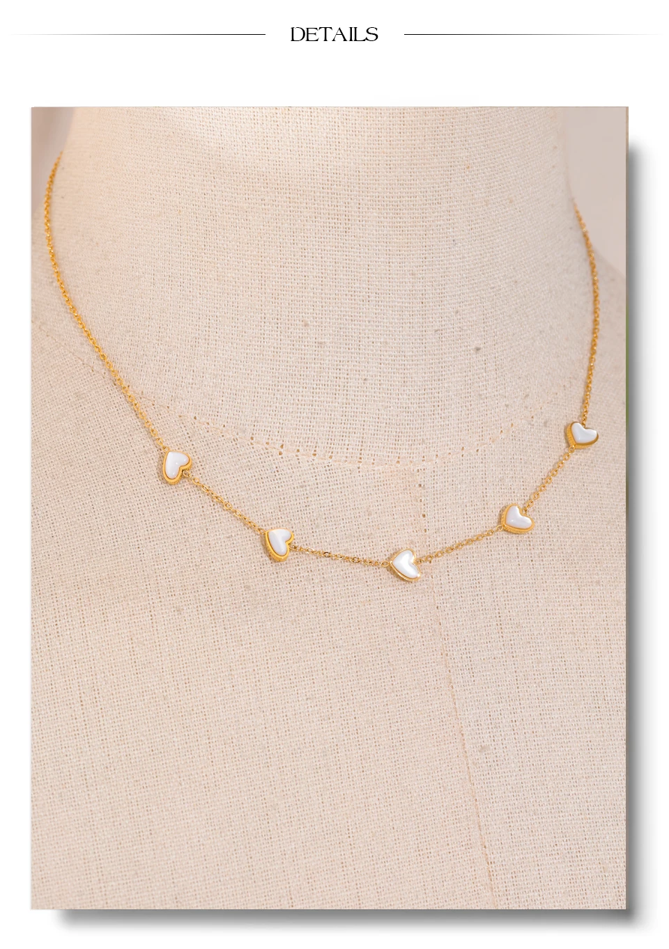 Yhpup Hochwertige doppelseitige Muschelkette Halskette Goldfarbe Edelstahl Exquisite Schlüsselbeinkette Schmuck Geschenk – Detail 14