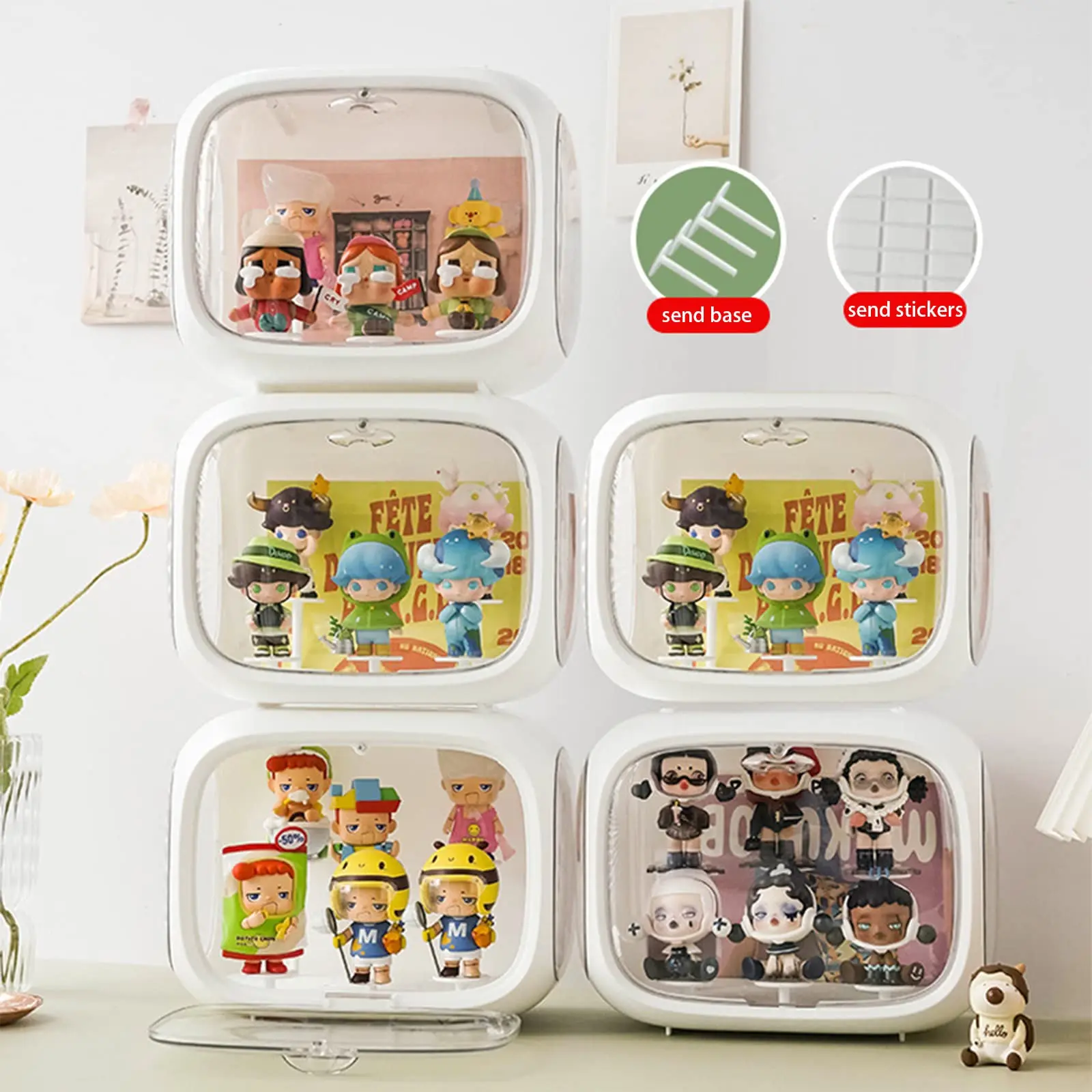 Blind Box Showcase Pop Mart Figures Display Stand Case Transparent Collectible Model Storage Box Dustproof Toy Doll Organizer