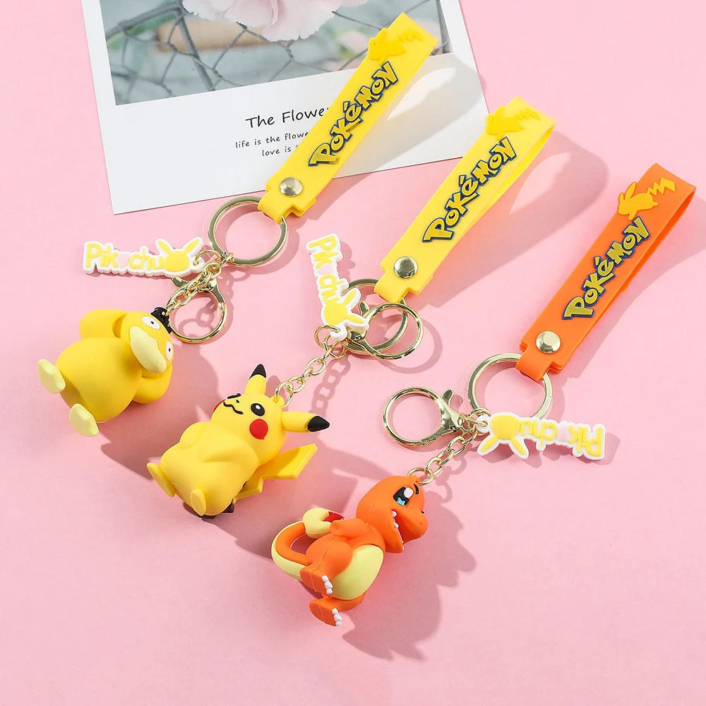 

MINISO 1pcs Pokemon Bag Pendant Toys Keychain Anime Pikachu Model Charms Keychains PVC Cartoon Keyring Boy Kid Birthday Gift