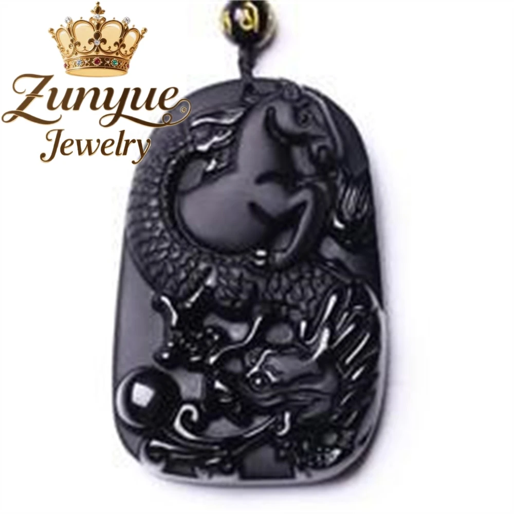 

Obsidian Pendant For Men And Women, Obsidian Dragon Horse Necklace Pendant Fashion Jewelry Exquisite Best Selling Exquisite Fine