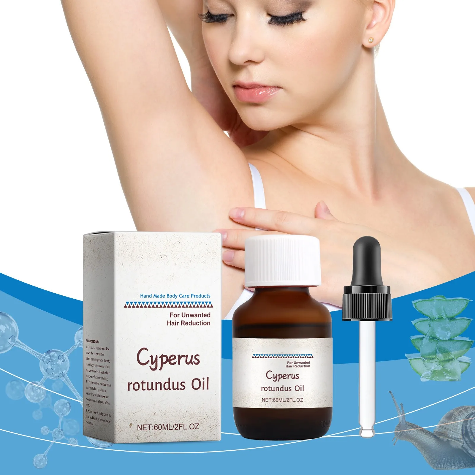 Cyperus Rotundus Hair Removal Care Oil Cyperus Rotundus Plant Oil Body Moisturizing Nourishing Hair Removal Care Oil 60ml