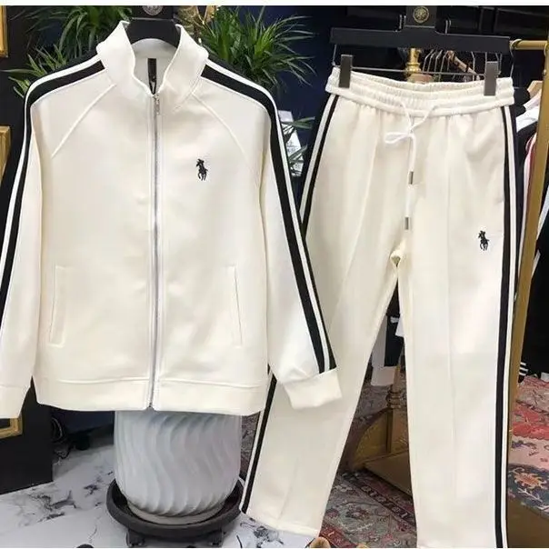 Spring and Autumn Men's Premium Sense Stand-Up Collar Sports Suit Jacket Casual Two-piece Set