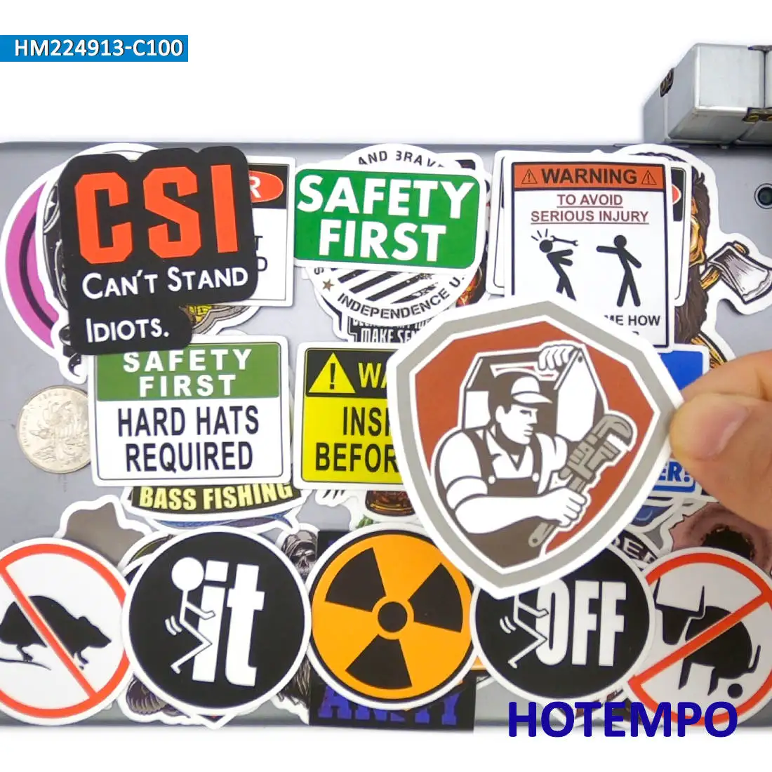 50/100PCS Safety First Stickers Warning Caution Worker Slogan Funny Decals for Phone Laptop Case Bike Car Luggage Helmet Sticker