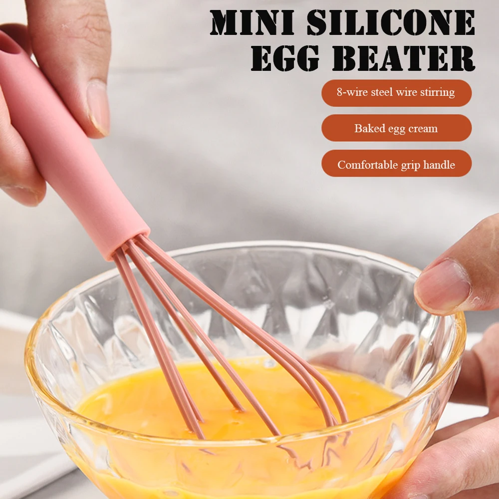 Mini Handheld Silicone Egg Whisk,Practical Food Mixer with Non-Slip Handle for Cream,Portable  Manual Eggs Beaters Cooking Tools