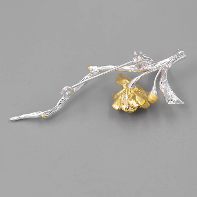 Original design 925 silver glossy art plum blossom flower brooches for women vintage cheongsam Hanfu broche banquet jewelry