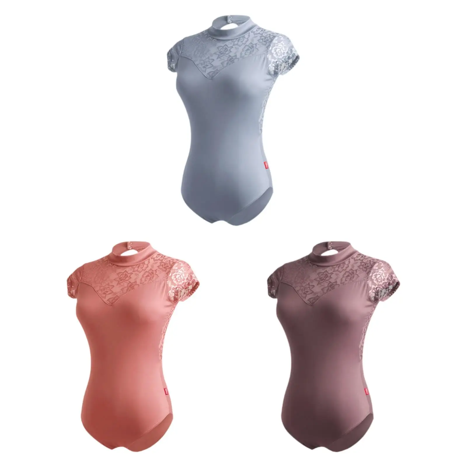 Collant de balé feminino confortável respirável moda ajuste macio renda traseira