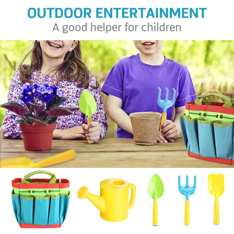 5 Stuks Kinderen Tuinieren Gereedschapset Leuk Leren Speelgoed Outdoor Activiteiten Speelgoed Mini Tuinieren Set Met Opberghandtas Voor Kinderen