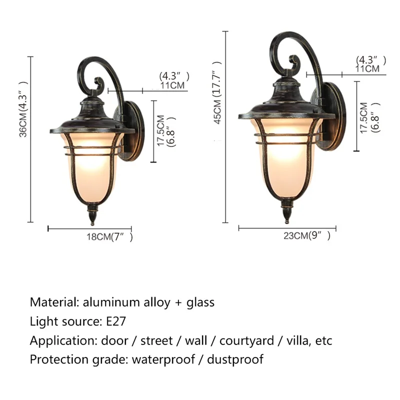 TEMOU Retro Outdoor Wall Lights Classical LED Sconces Lamp Waterproof Decorative For Home Porch Villa
