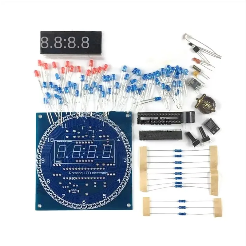 DIY Rotating Digital LED Display Module Alarm Electronic Digital Clock Kit Light Controll Temperature C8051 SCM Board 5V DS1302